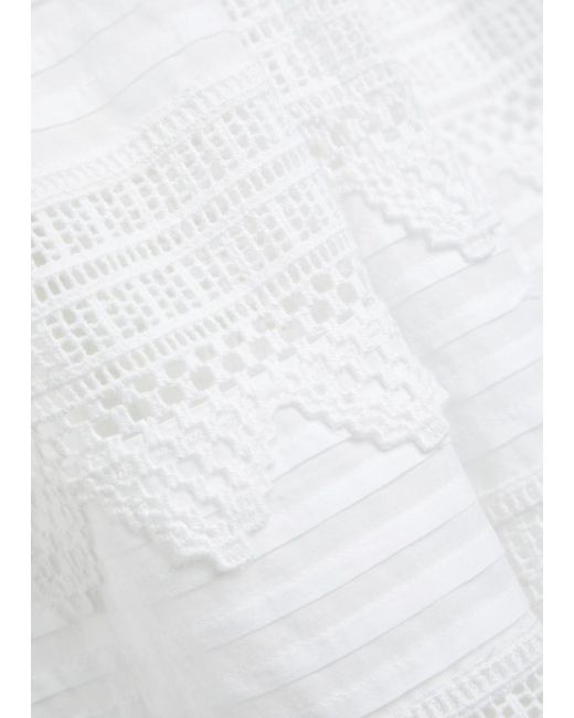 Polo Ralph Lauren White Embroidered Stretch-Cotton Midi Dress