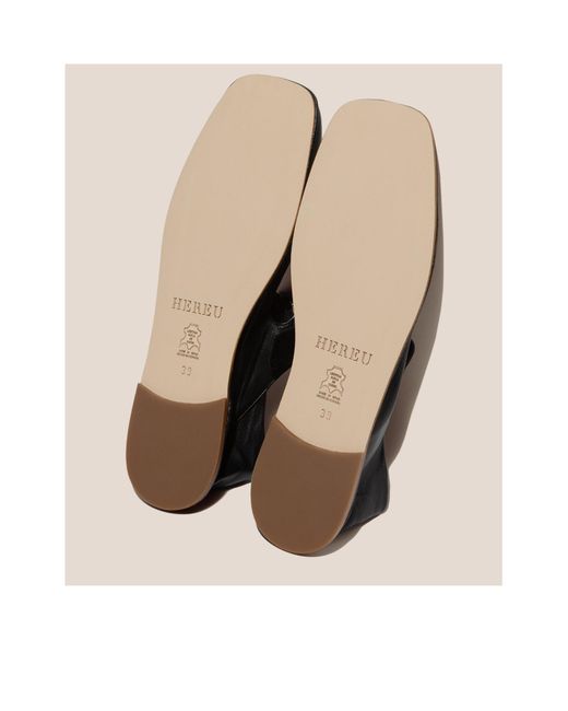 Hereu Black Llasada Square-Toe Ballet Flats