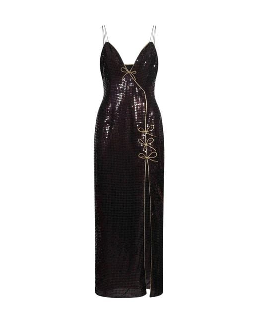 Alessandra Rich Black Sequin-Embroidered Slip Dress