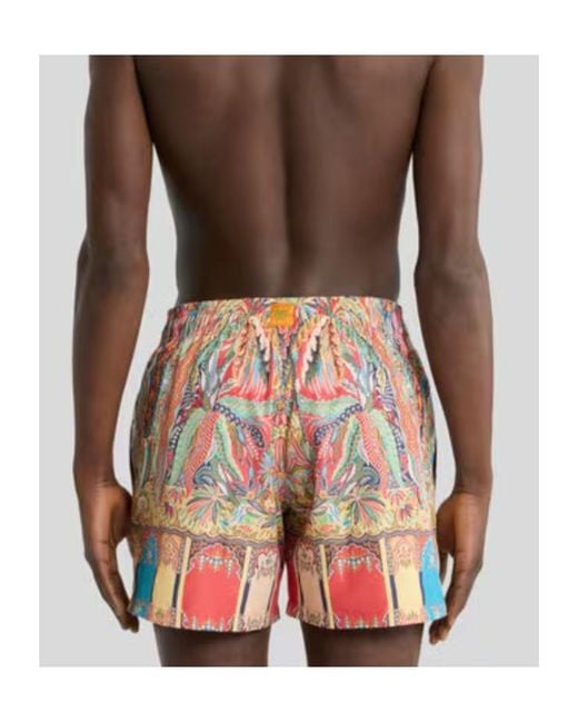 Etro Natural Paisley-Printed Swim Shorts for men