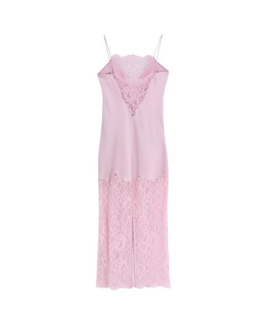 LoveShackFancy Pink Lace Trim Slip Dress