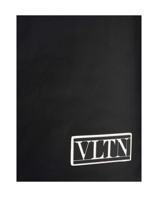 Valentino Blue Logo Patch Single-Breasted Coat for men