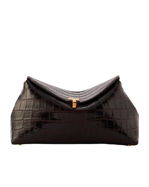 Totême Black Totême T-Lock Embossed Shoulder Bag