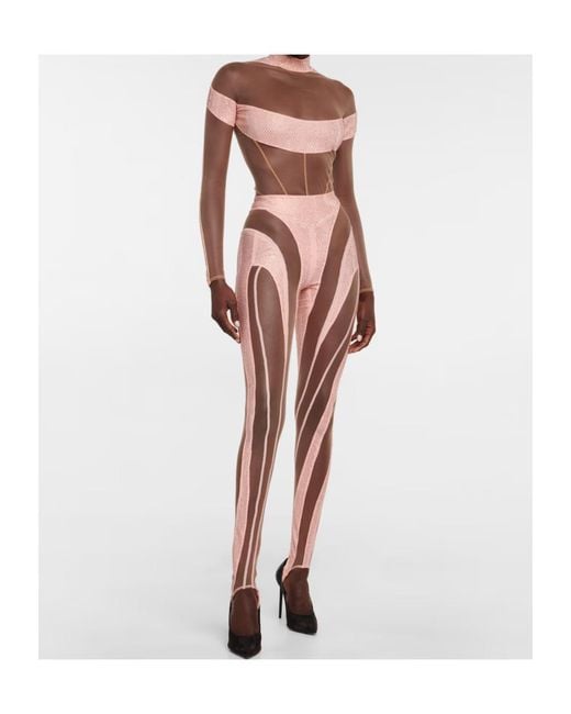 Mugler Pink Paneled Bodysuit
