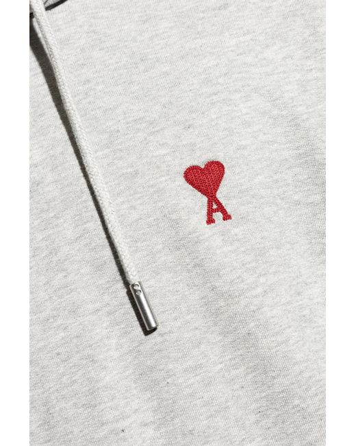 AMI Gray Ami De Coeur Drawstring Hoodie