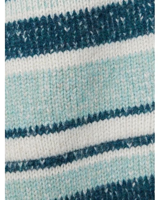The Elder Statesman Blue Striped Cashmere Cardigan With Belt