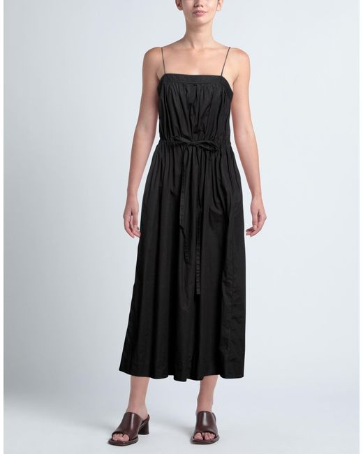 Ganni Black Fashion Solid Color V-Neck Long Sleeve Dress