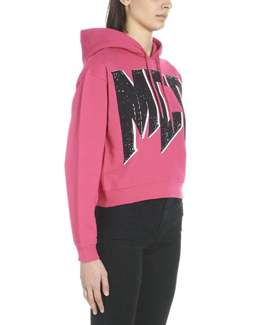 McQ Alexander McQueen Pink Mcq Logo Printed Hoodie