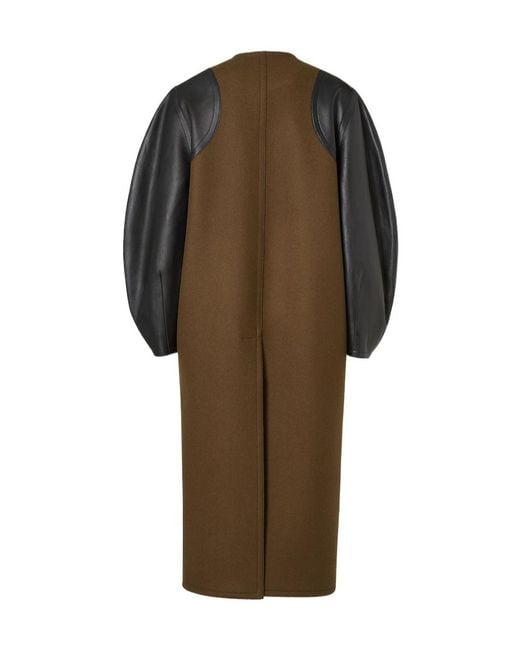 Fendi Brown Wool And Leather Coat