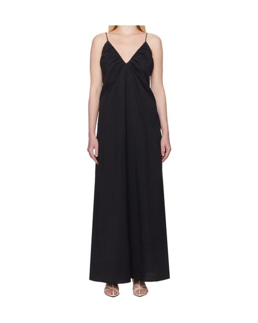 Rohe Black Pleated Slip Dress