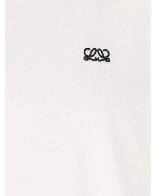 Loewe White Logo Detailed Short Sleeved T-Shirt for men
