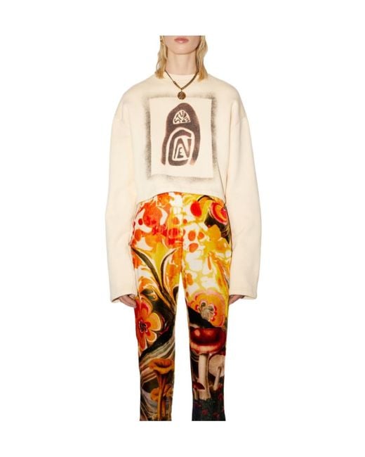 Acne Natural Logo-Print Sweatshirt