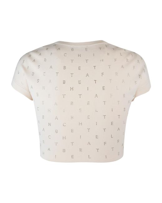 Elisabetta Franchi White Logo Lettering Embellished Cropped Top