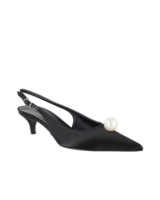 Magda Butrym Black Magda Burtym Embellished Slingback Satin Pumps