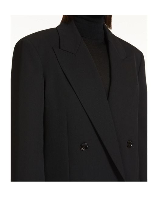 Max Mara Black Amaca Double-Breasted Long-Sleeved Jacket