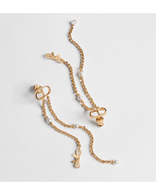 Dior Metallic Bow Chain Drop Earrings
