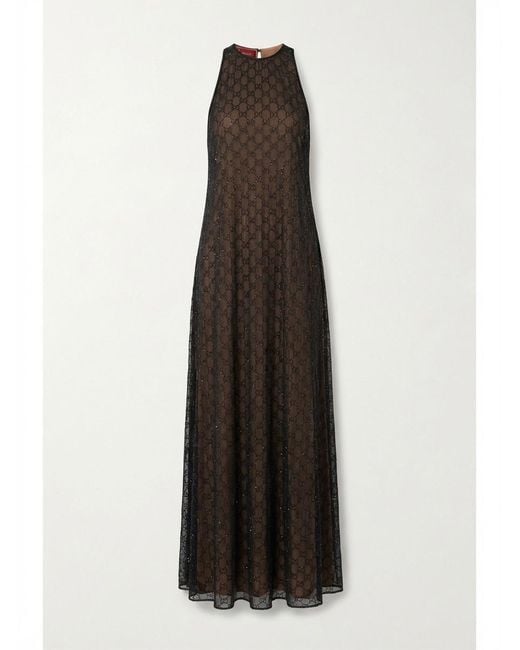 Gucci Multicolor Monogrammed Embellished Sleeveless Dress