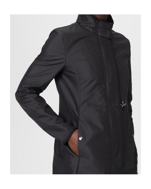 Fay Black High Neck Car Coat