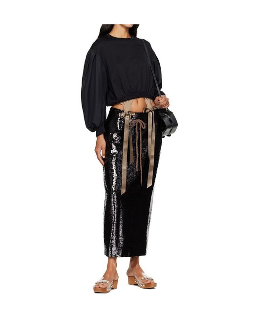 Simone Rocha Black Puff Sleeve Balloon Long-Sleeved T-Shirt