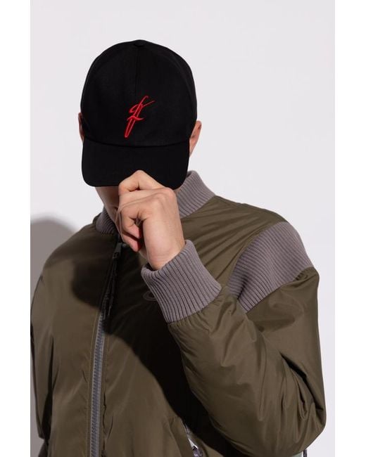 Ferragamo Black Ferragamo Logo Embroidered Baseball Cap for men