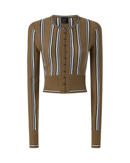 Pinko Green Striped Button Cardigan