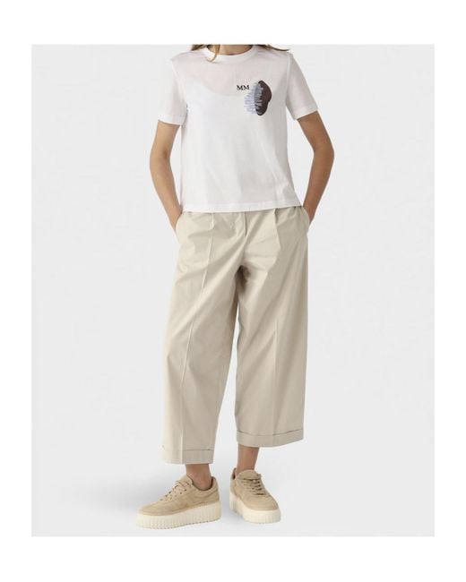 Max Mara White Logo-Print Short-Sleeve T-Shirt