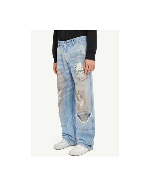 MM6 by Maison Margiela Blue Distressed Straight-Leg Jeans for men