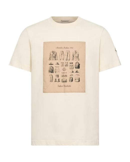 Moncler Natural Safari Wardrobe Printed Crewneck T-Shirt for men