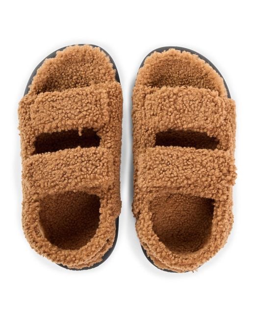 Moon Boot Brown Wool Logo Sandals
