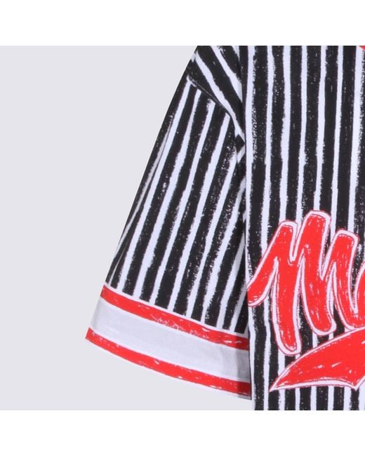 Moschino Red Logo Printed Striped T-Shirt for men