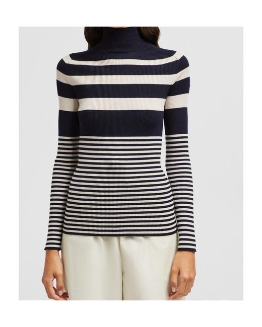 Moncler Black Turtleneck Striped Knit Jumper