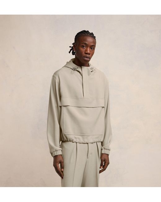 AMI Natural Ami Drawstring Hooded Windbreaker Jacket for men