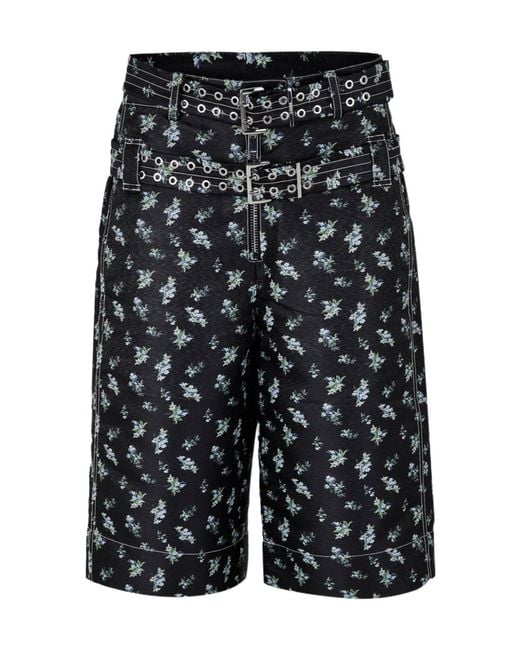 Ganni Black Jacquard Shorts