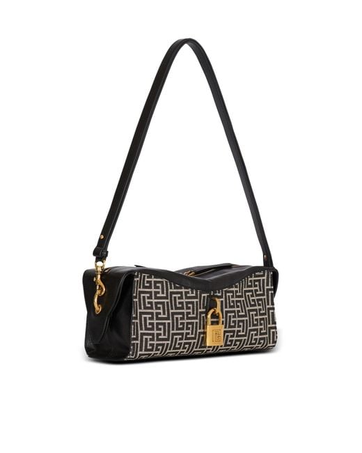 Balmain Black Monogram Jacquard Pulse Shoulder Bag for men