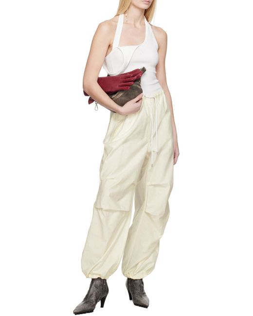 Acne White Drawstring Wide-Leg Trousers