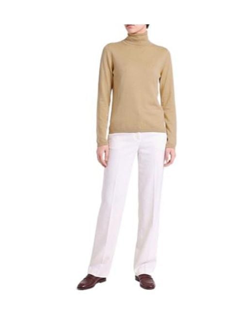 Max Mara Natural High-Neck Knitted Sweater