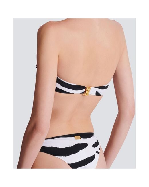 Balmain White Zebra Two-Piece Swimsuit