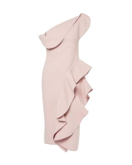 Maticevski Pink Rhythm Ruffled Midi Dress