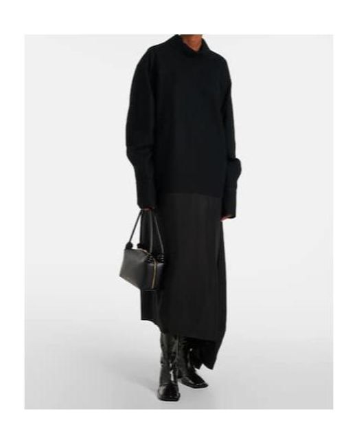 Jil Sander Black Convertible Wool Midi Dress