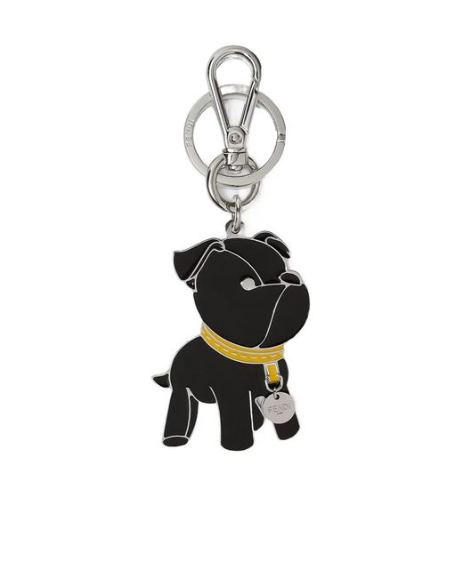 Fendi White Ito Dog Detailed Key Ring for men