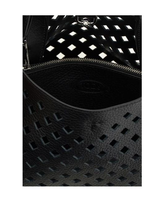Tod's Black Apa Openwork Micro Handbag
