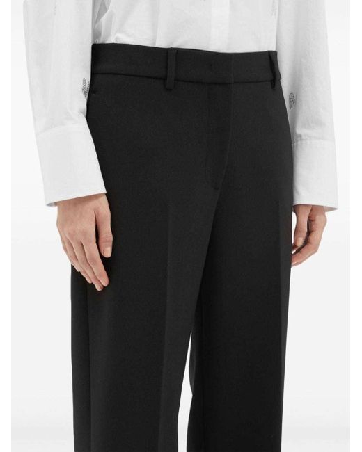 MSGM Black High-Waisted Straight Leg Trousers