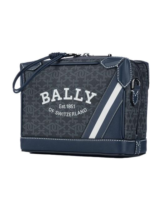 Bally Blue Logo Zipper Shoulder Bag for men