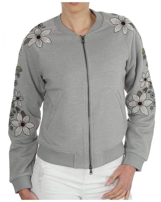 Emporio Armani Gray Embroidered Zipper Casual Jacket