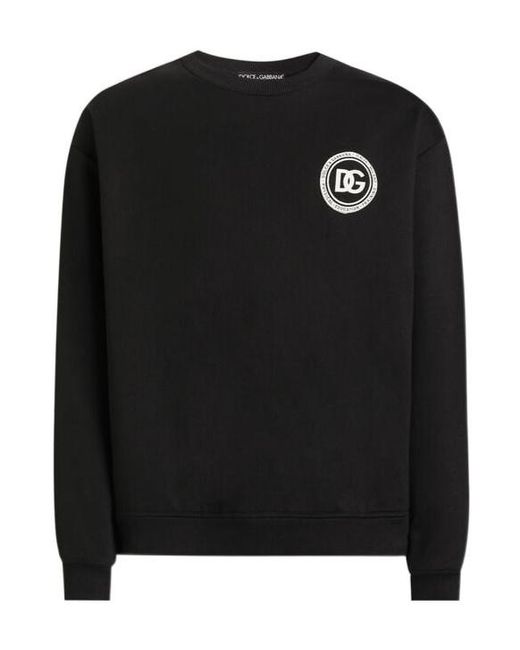 Dolce & Gabbana Black Cotton Logo-Patch Sweatshirt for men
