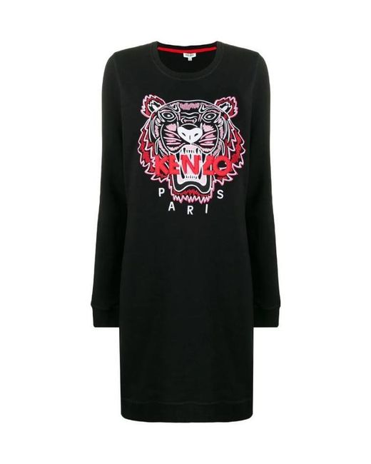 KENZO Black Logo Embroidered Mini Dress