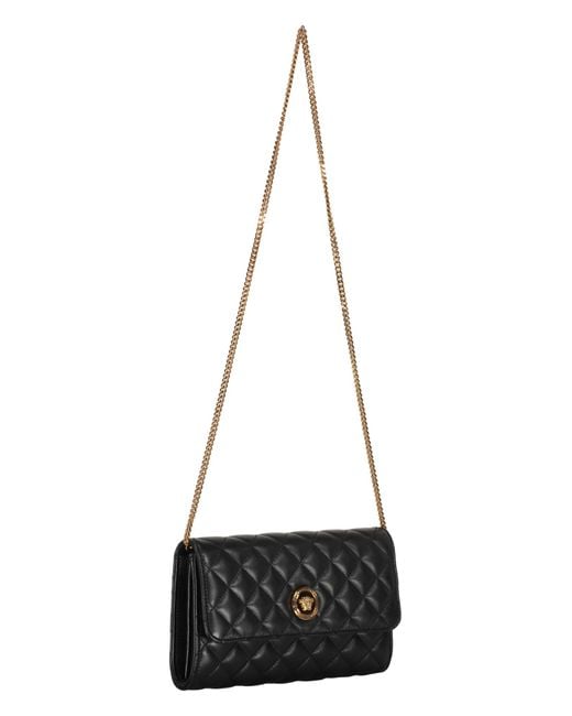 Versace Black Leather Clutch With Logo