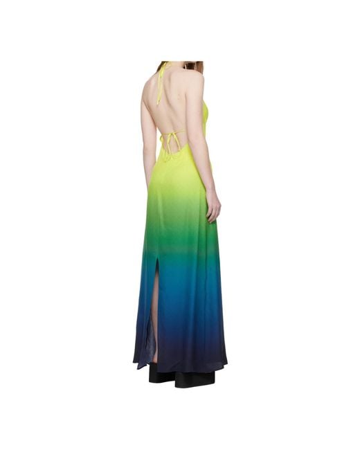 Casablanca Green Gradient Halterneck Long Dress
