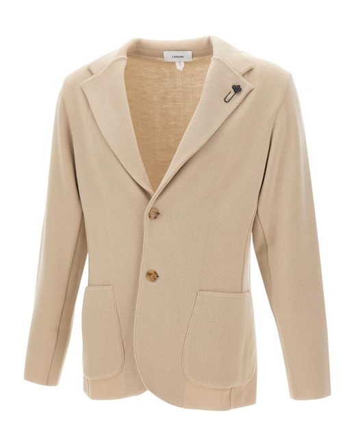 Lardini Natural Buttoned Flower-Embellished Blazer for men