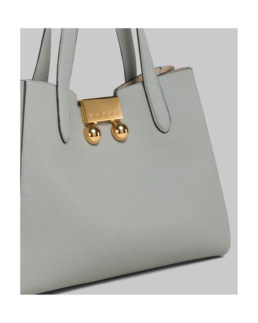 Marni Gray Leather Trunkaroo Tote Handbag